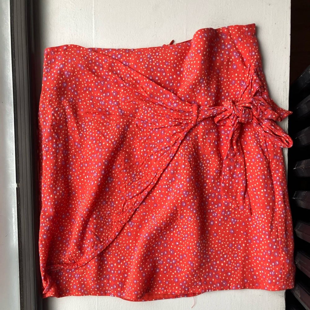Mango Red Polka Dot Mini Skirt